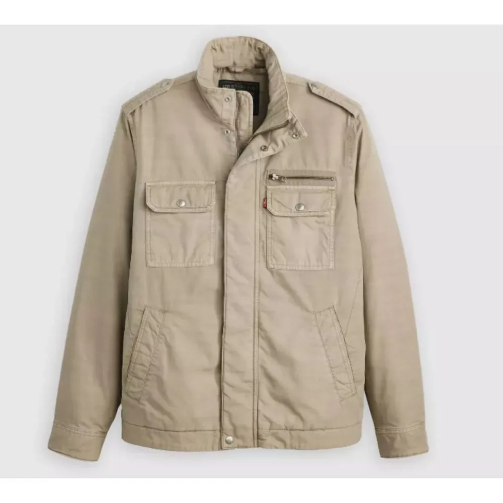 New Levi's Menlo Military Jacket L Style # 001K20000 Vintage Khaki - White